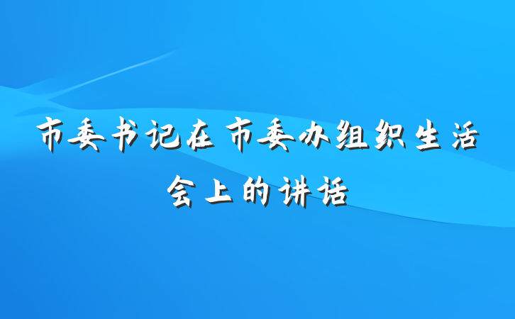 市委书记在市委办组织生活会上的讲话
