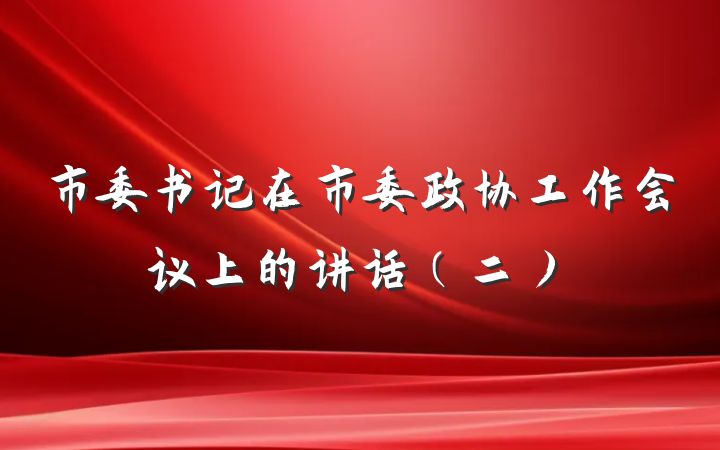 市委书记在市委政协工作会议上的讲话（二）