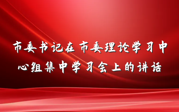 市委书记在市委理论学习中心组集中学习会上的讲话