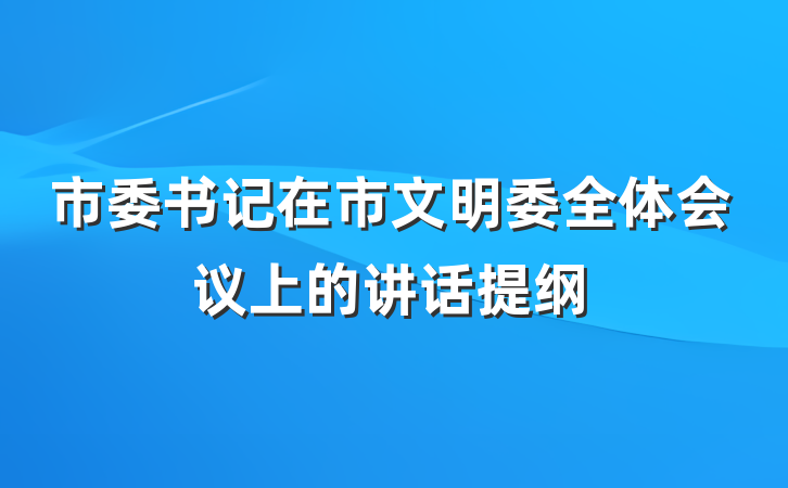 市委书记在市文明委全体会议上的讲话提纲