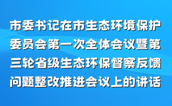 市委书记在市生态环境保护委员会第一次全体会议暨第三轮省级生态环保督察反馈问题整改推进会议上的讲话
