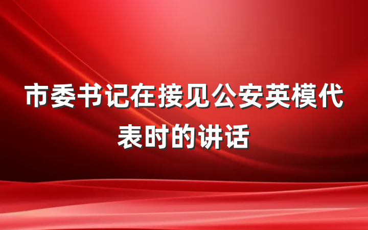 市委书记在接见公安英模代表时的讲话