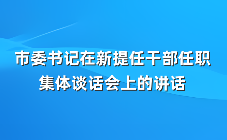 市委书记在新提任干部任职集体谈话会上的讲话