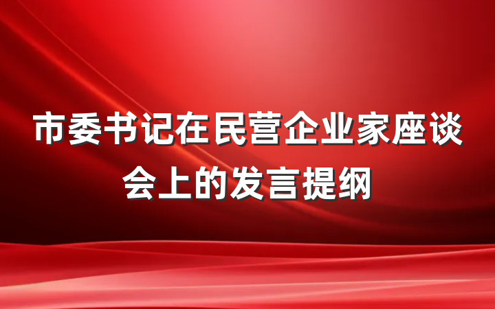 市委书记在民营企业家座谈会上的发言提纲