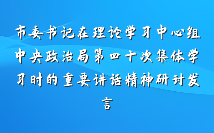 市委书记在理论学习中心组中央政治局第四十次集体学习时的重要讲话精神研讨发言