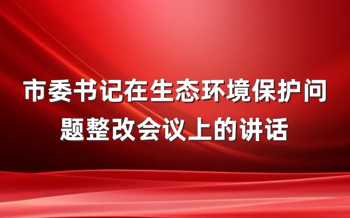 市委书记在生态环境保护问题整改会议上的讲话