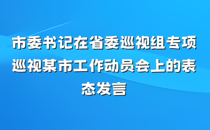 市委书记在省委巡视组专项巡视某市工作动员会上的表态发言