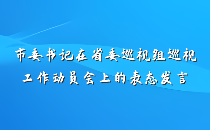 市委书记在省委巡视组巡视工作动员会上的表态发言