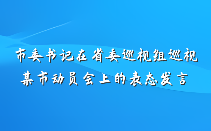 市委书记在省委巡视组巡视某市动员会上的表态发言