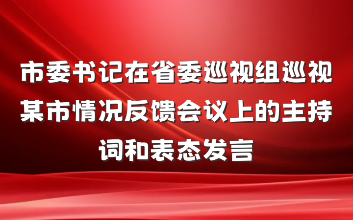 市委书记在省委巡视组巡视某市情况反馈会议上的主持词和表态发言