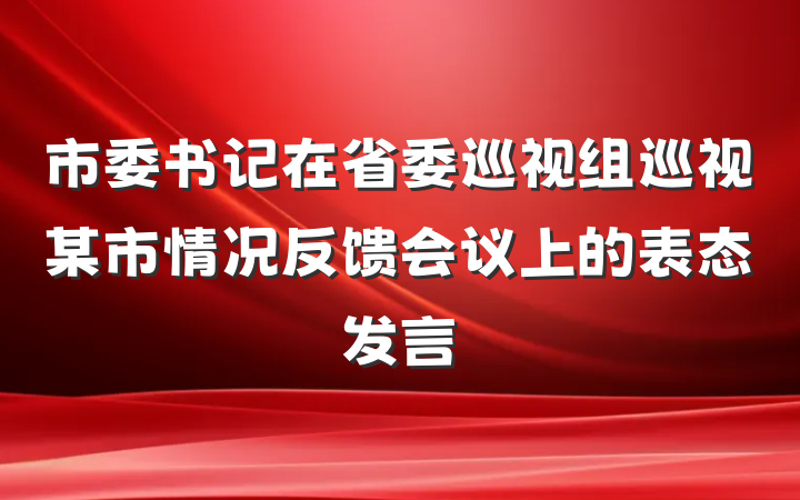 市委书记在省委巡视组巡视某市情况反馈会议上的表态发言