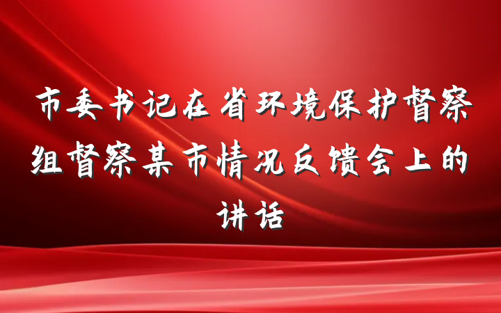 市委书记在省环境保护督察组督察某市情况反馈会上的讲话