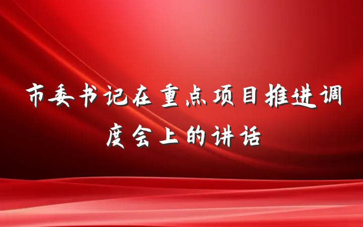 市委书记在重点项目推进调度会上的讲话