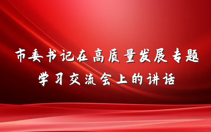 市委书记在高质量发展专题学习交流会上的讲话