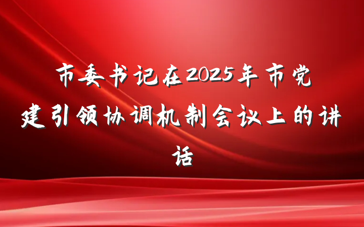 市委书记在2025年市党建引领协调机制会议上的讲话