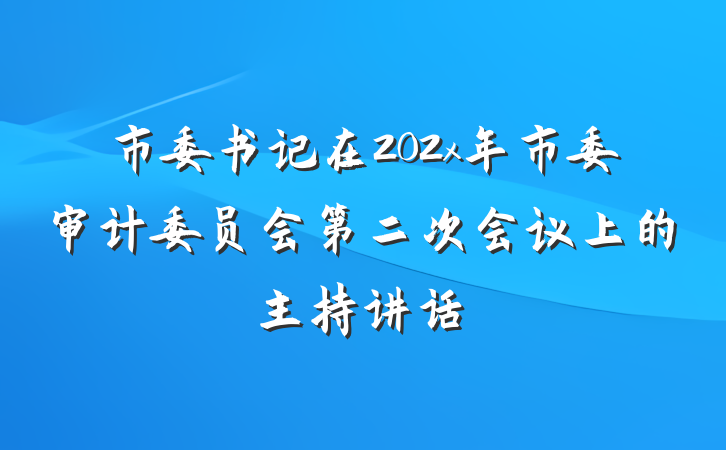 市委书记在202x年市委审计委员会第二次会议上的主持讲话