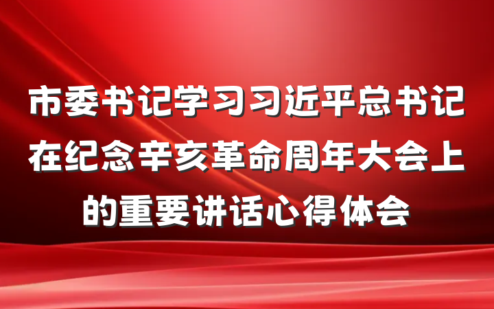 市委书记学习习近平总书记在纪念辛亥革命周年大会上的重要讲话心得体会
