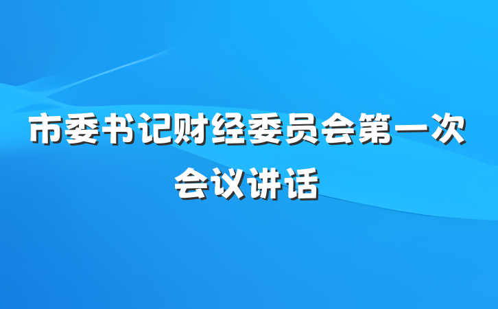 市委书记财经委员会第一次会议讲话