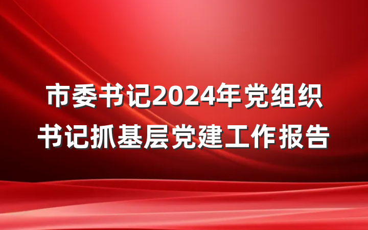 市委书记2024年党组织书记抓基层党建工作报告