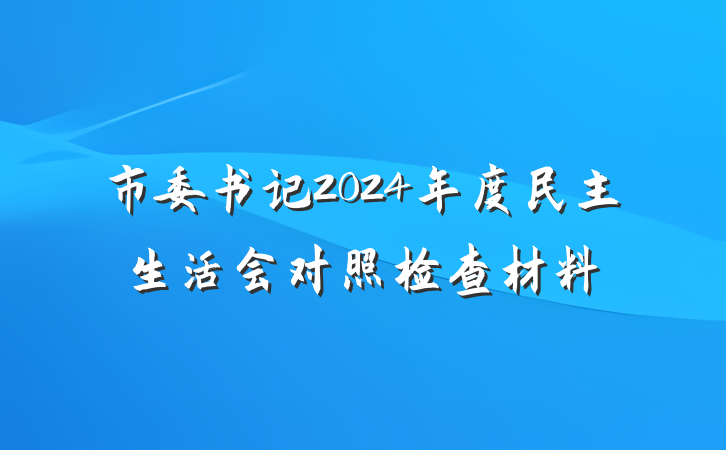 市委书记2024年度民主生活会对照检查材料