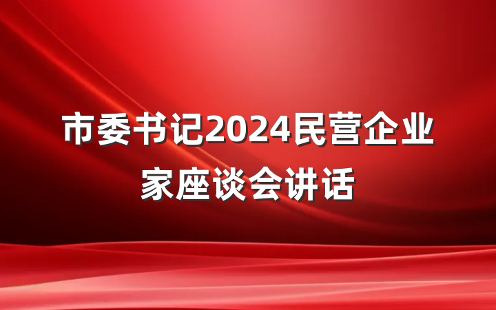 市委书记2024民营企业家座谈会讲话