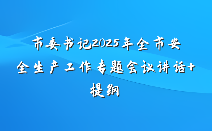 市委书记2025年全市安全生产工作专题会议讲话 提纲