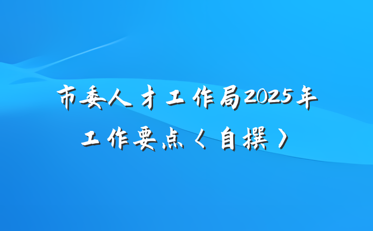 市委人才工作局2025年工作要点〈自撰〉