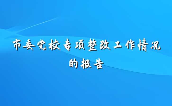 市委党校专项整改工作情况的报告