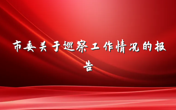 市委关于巡察工作情况的报告