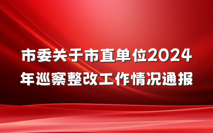 市委关于市直单位2024年巡察整改工作情况通报