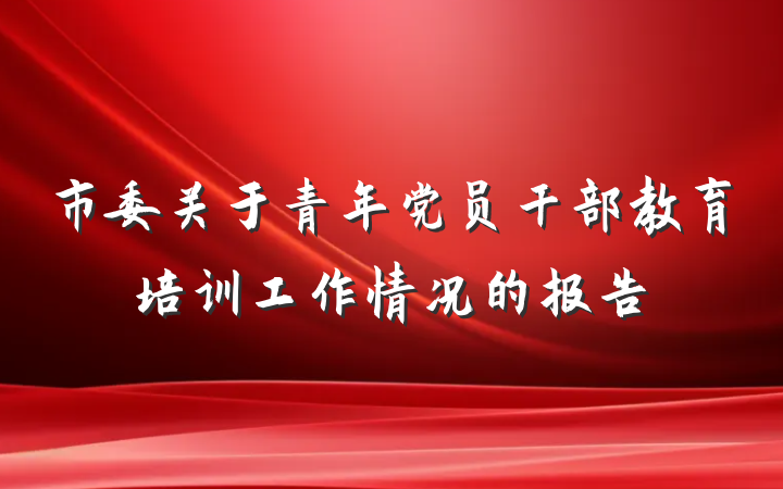 市委关于青年党员干部教育培训工作情况的报告