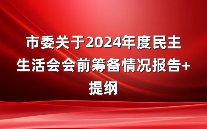 市委关于2024年度民主生活会会前筹备情况报告 提纲