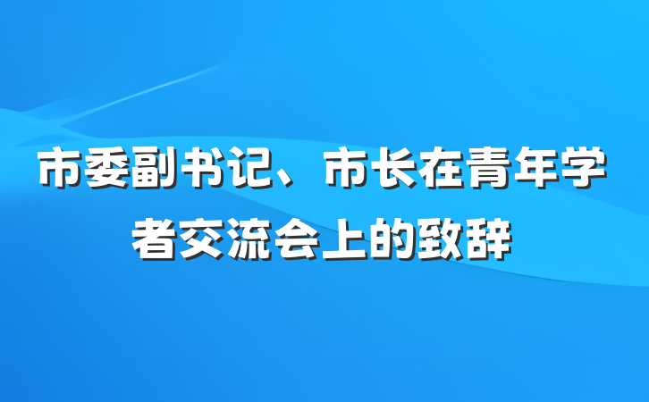 市委副书记、市长在青年学者交流会上的致辞
