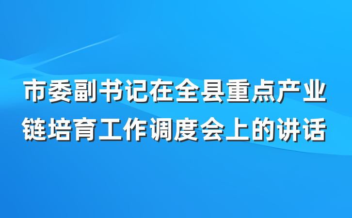 市委副书记在全县重点产业链培育工作调度会上的讲话