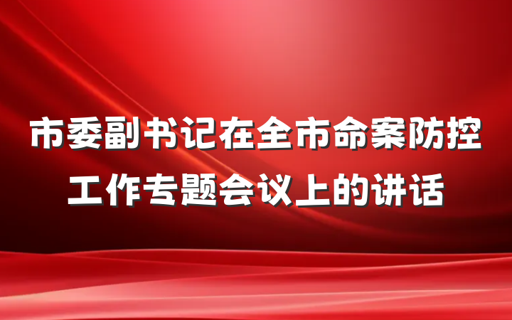市委副书记在全市命案防控工作专题会议上的讲话