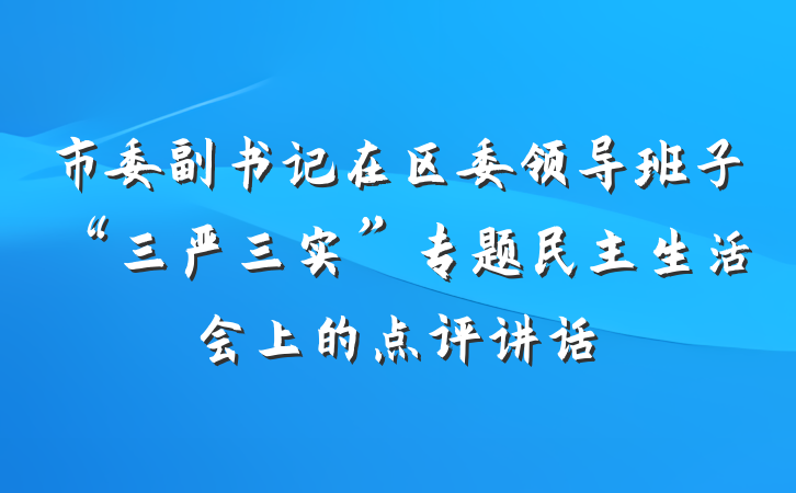 市委副书记在区委领导班子“三严三实”专题民主生活会上的点评讲话