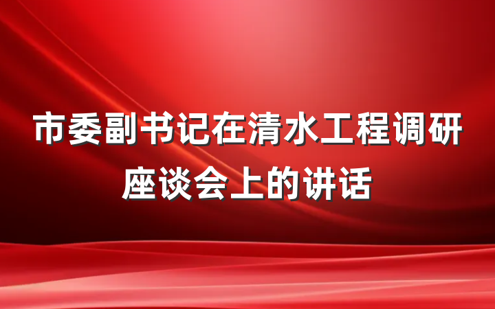 市委副书记在清水工程调研座谈会上的讲话
