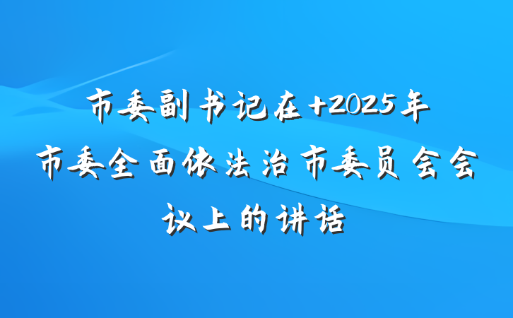 市委副书记在 2025年市委全面依法治市委员会会议上的讲话