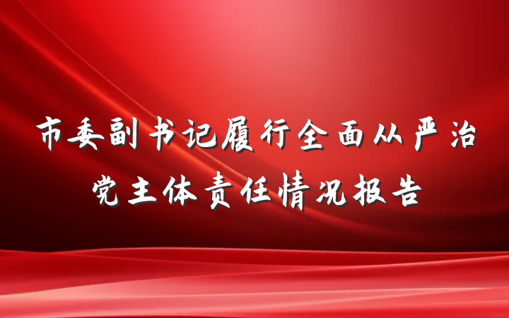 市委副书记履行全面从严治党主体责任情况报告