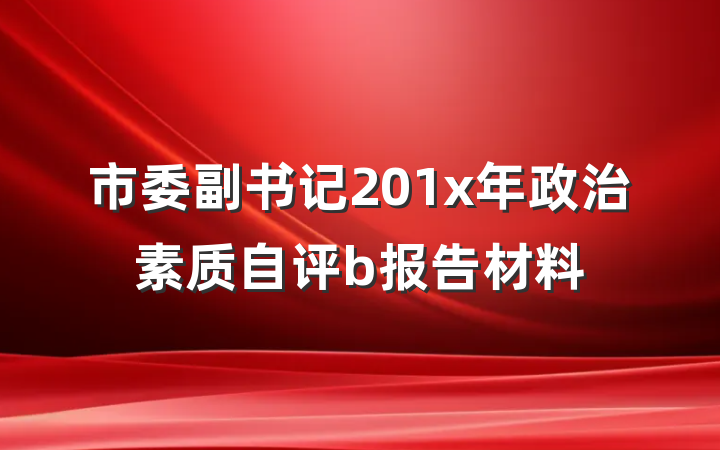 市委副书记201x年政治素质自评b报告材料