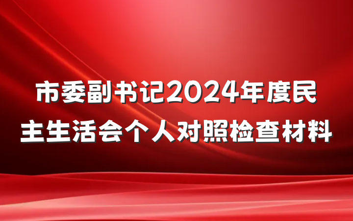 市委副书记2024年度民主生活会个人对照检查材料