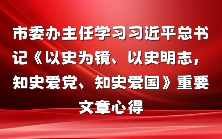 市委办主任学习习近平总书记《以史为镜、以史明志，知史爱党、知史爱国》重要文章心得