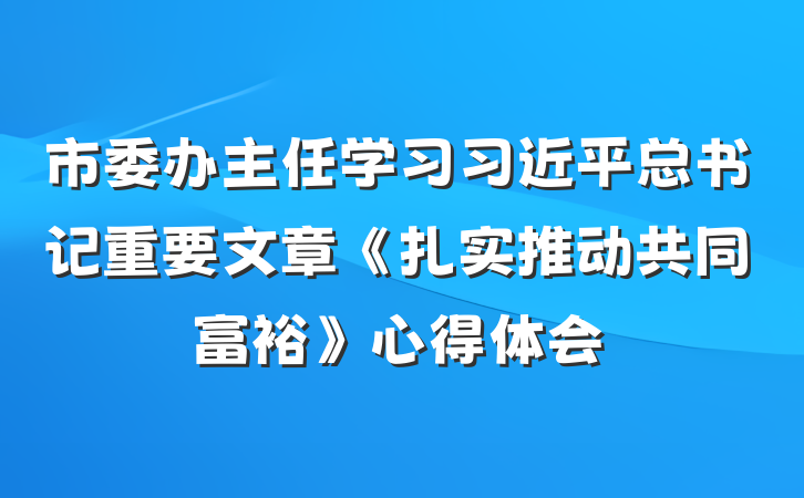 市委办主任学习习近平总书记重要文章《扎实推动共同富裕》心得体会