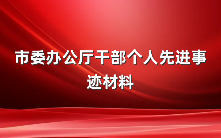 市委办公厅干部个人先进事迹材料