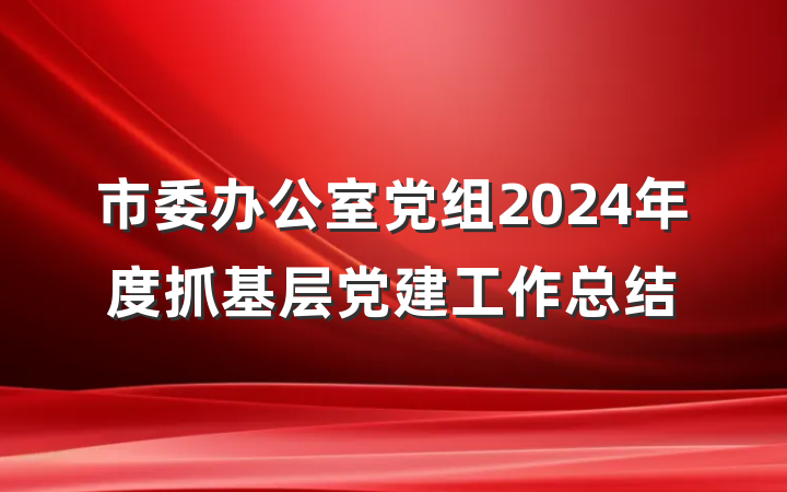 市委办公室党组2024年度抓基层党建工作总结