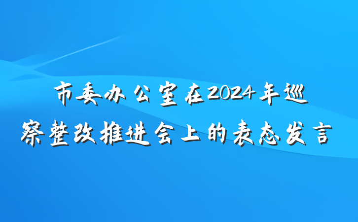 市委办公室在2024年巡察整改推进会上的表态发言