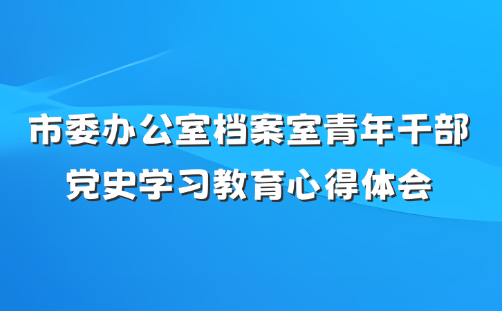 市委办公室档案室青年干部党史学习教育心得体会