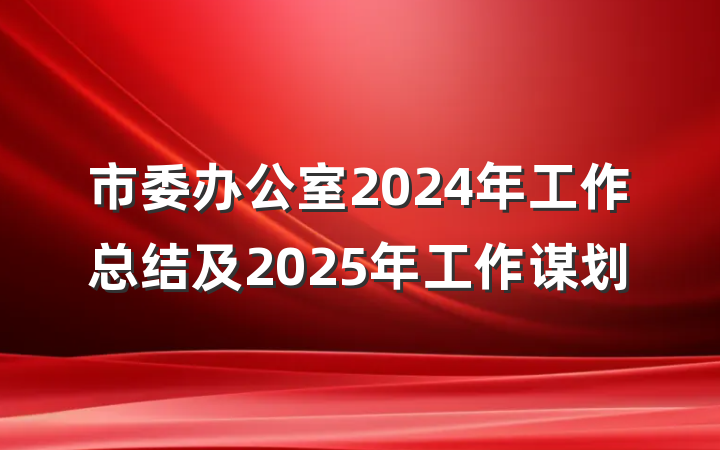 市委办公室2024年工作总结及2025年工作谋划