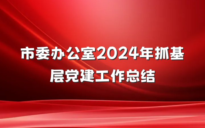 市委办公室2024年抓基层党建工作总结