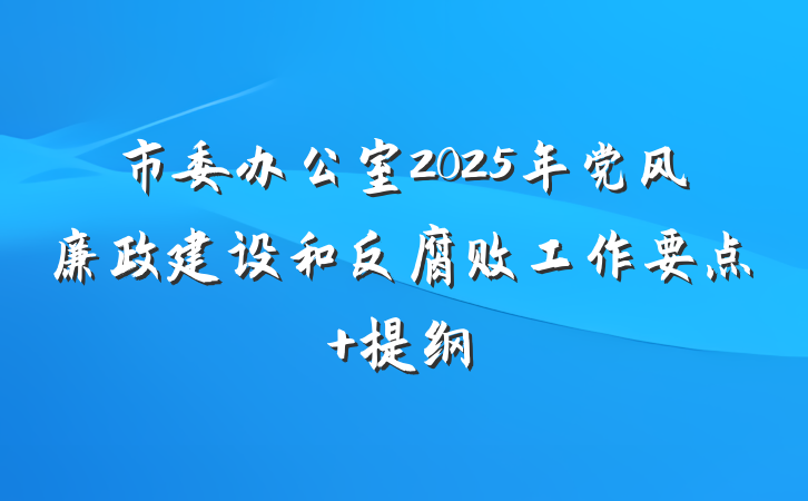 市委办公室2025年党风廉政建设和反腐败工作要点 提纲